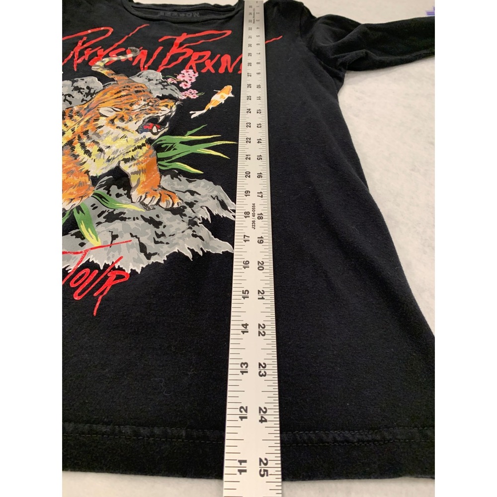 Reason Clothing Mens Black Tiger Koi World Tour‎ Long Sleeve Graphic Tee Small - Picture 4 of 8